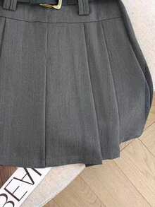 Resyla 新款休闲时尚女式百褶高腰迷你裙 - 灰色 - 查看 3