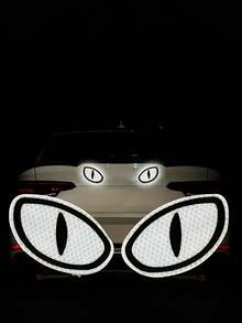 Zazumi 2 PCS Reflective Safety Sticker High Visibility PET Material Cat Eye Shape For Car Truck Motorcycle Warning Decal Night Driving Essential Automotive Accessory - Multicolor - View 6