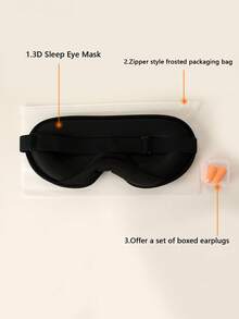 New 3D Contoured Eye Mask With Memory Foam For Total Blackout - Perfect For Travel & Naps - Black - View 5