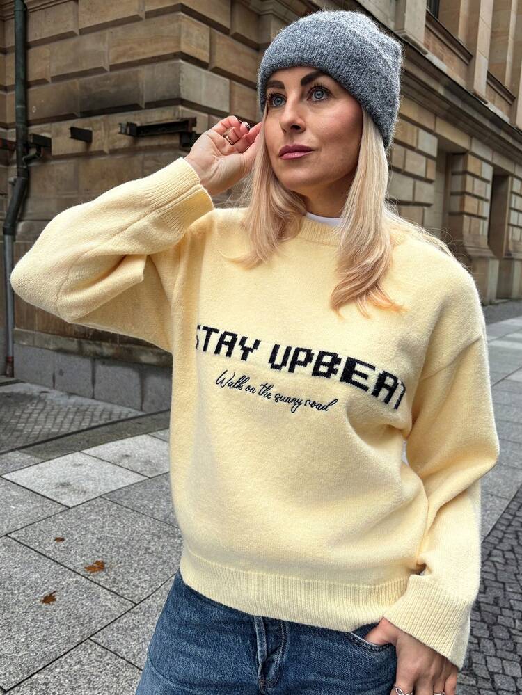 Women's Casual Letter Pattern Pullover Sweater, Autumn/Winter