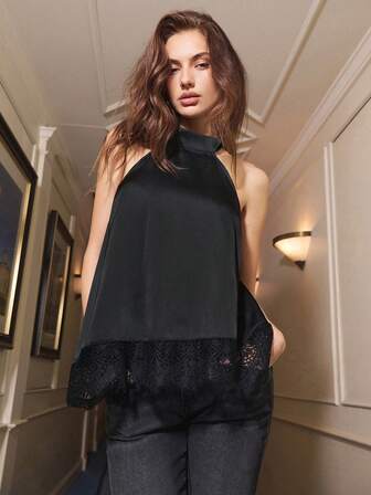 Maija 女士性感简约纯色露背系带宽松吊带背心，适合夏季日常通勤