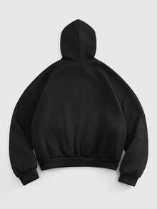 EASEVO Áo khoác nỉ có mũ kéo khóa cổ lông giả dành cho nam cỡ lớn, áo khoác nỉ có lớp lót giữ nhiệt, in chữ, viền lông, có khóa kéo, áo hoodie in hình. - màu đen - Xem 2