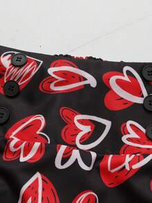 GlowEve CURVE 大码女式时尚浪漫爱心印花长裙情人节 - 黑色 - 查看 3