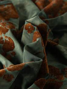 Elenzga Women's V-Neck Floral Print Casual Long Sleeve Blouse, Fashionable & Minimalist, Suitable For Autumn/Winter, Everyday, Home, Office, Date - Green - View 4