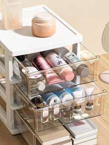 1PC Small Clear Desktop Organizer Dustproof Waterproof And Drop-Resistant High-End Atmosphere Is Convenient For Storage And Takes Up Little Space Suitable For Office Storage Outdoor Tool Storage School Supplies Storage Kitchen Storage Bath Storage Cosmetic Storage And Other Items Storage - Multicolor - View 3