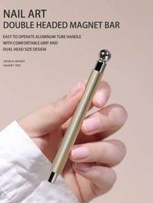 升级版猫眼美甲凝胶，含玻璃珠磁铁，猫眼磁性指甲油双头磁棒，强磁吸附，多功能美甲设计工具套装