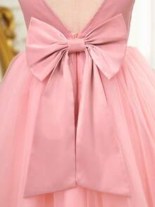 Váy bé gái đính nơ vải tuyn màu hồng thanh lịch và dễ thương - Nhiều màu - Xem 7