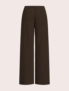 SHEIN EZwear 两色可选 女士抽绳腰宽松休闲阔腿裤 - 彩色 - 查看 8