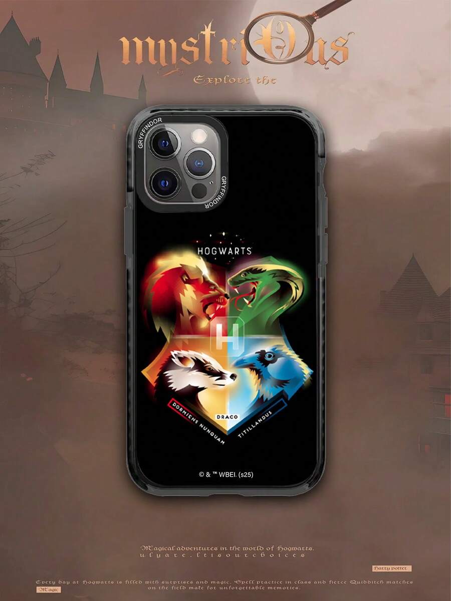 HARRY POTTER X SHEIN 1. 极简卡通系列原创手绘软壳,兼容 13/14/15/16/17 Pro,防震保护套,送给女朋友的节日礼物 - 彩色 - 查看 1