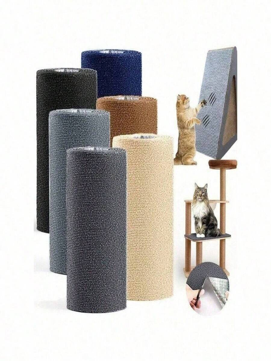 1片装防猫抓垫，可裁剪自粘地毯垫，猫咪宠物抓板，家具沙发角室内沙发墙面保护垫，DIY猫抓板 - 彩色 - 查看 1