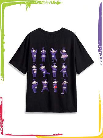 Teletubbies X ROMWE Women Summer Casual Tinky Winky Print Cute Short Sleeve T-Shirt