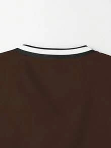 Aesthetic Post 美学帖——男士休闲宽松V领卫衣 男士Y2K服装 男士图案字母卫衣 棕色V领套头衫 男士棕色套头衫 男士V领卫衣 - 棕色 - 查看 6