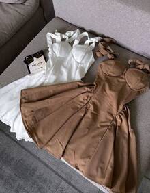 vestido de dama elegante y casual alabes en tela tecnocrepe - Beis - Ver 1