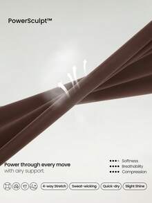 GLOWMODE 31" PeakBum Powersculpt™-Air Play The Flare Sweat-Wicking Cool Feel Butt-Lifting Leggings High Impact Workout Running Training Fall Winter - Chocolate Brown - View 6