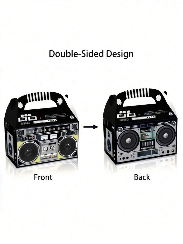 2/6/12 Stücke 80er 90er Jahre Retro Radio Design Party Geschenkbox Boombox Hip Hop Thema Geschenkbox Geschenktüten Box Aufbewahrung für Geburtstag, Hochzeit, Sommer Urlaub, Einschulung, Raumdekoration - Verschiedenfarbig - Übersicht 2