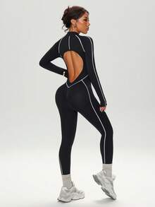 Velisys 无缝高弹力健身连体衣，长袖长裤，带拉链 - 彩色 - 查看 8