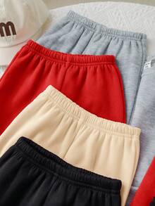 SHEIN Baby Girl Solid Color Knit Casual Versatile Leggings, Suitable For Autumn/Winter - Multicolor - View 5