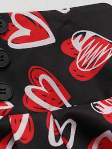 GlowEve CURVE 大码女式时尚浪漫爱心印花长裙情人节 - 黑色 - 查看 4