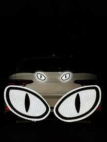 Zazumi 2 PCS Reflective Safety Sticker High Visibility PET Material Cat Eye Shape For Car Truck Motorcycle Warning Decal Night Driving Essential Automotive Accessory - Multicolor - View 10