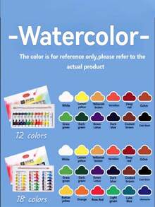 SHEIN 12/18/24/36 色鲜艳色彩 5ml 管水彩管，超值水彩颜料，适合成人艺术家和初学者的艺术用品，返校用品，学校用品 - 彩色 - 查看 2