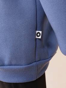 Conjunto de sudadera con capucha y mallas de edición limitada SUMWON Studios con gráficos de texto en la parte delantera para uso casual y de vacaciones - Neblina azul - Ver 5