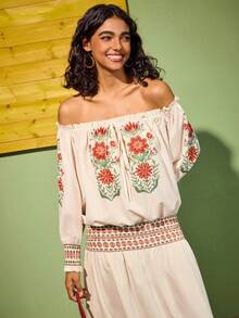 Felipe Marques Váy dài trễ vai in hoa giản dị thanh lịch trang trọng gợi cảm phong cách đồng quê bohemian dành cho nữ, thích hợp cho các buổi đi chơi hàng ngày, du lịch, nghỉ dưỡng, hẹn hò, tiệc tùng, Giáng sinh - Nhiều màu - Xem 3