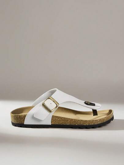 Solecia Sandalias planas con hebilla de moda y casual para mujer, para el verano