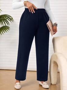 Rosumi Damen Große Größen Herbst/Winter Lässig Alltag marineblau lange Hose mit Taschen, Herbst/Winter, Ausgehen, 2025 Neu, einfach und modisch für den täglichen Gebrauch, Damen Große Größen Winter, Weihnachten für Frauen, Neujahr, Thanksgiving für Frauen