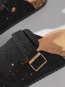 Solecia 女士休闲套脚乐福鞋，带搭扣设计 - 黑色 - 查看 5