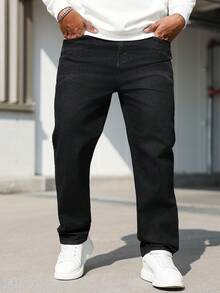 Manfinity Homme Quần jean ống đứng dáng rộng, thường ngày cỡ lớn dành cho nam - màu đen - Xem 4