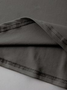 EMERY ROSE Camiseta de manga corta holgada, versátil y casual de unicolor con cuello redondo para mujer, de verano - Gris Oscuro - Ver 4