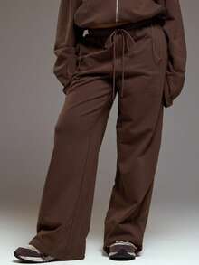 MUSERA Quần jogger ống rộng, cạp chun dài, có dây rút, thích hợp mặc ngoài trời, mùa đông, phong cách coolgirl, ấm áp, dễ thương, thích hợp cho hoạt động khám phá thiên nhiên, quần thể thao thường ngày. - Cà phê nâu - Xem 2