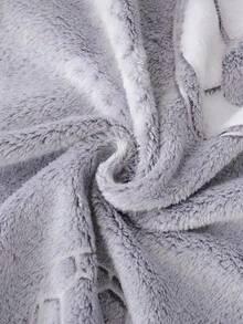 Men's Gray Base New Simple Fashion Casual Football Fleece Print Long Sleeve Long Hooded Belted Robe, Fall Winter, Fluffy, Cozy - Grey - View 7