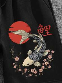 Manfinity Dauomo 男士休闲印花短裤 - 黑色 - 查看 4