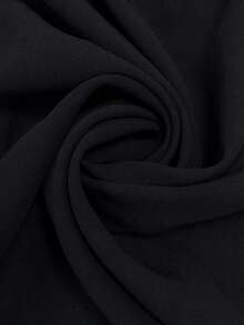 Elenzga 女士优雅时尚通勤休闲舒适迷人复古浪漫假日派对长袖圆领A字下摆领口拼接金线蕾丝纯色连衣裙 - 黑色 - 查看 4