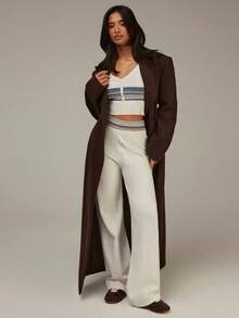 Athîral Women's Striped Printed Camisole And Pants Casual White Knit Set, Comfortable And Soft Knit Fabric, Suitable For Home, Casual Wear, Going Out. White Sweater Set,New Year Clothes,Christmas Outfit Women - Multicolor - View 3