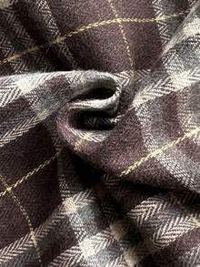 Flirla 复古法式格纹V领吊带连衣裙，咖啡色，秋冬款 - 咖啡棕 - 查看 6