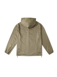 ROMWE MEN Men's Casual Plaid Zip-Up Hoodie, Spring/Autumn - Brown - View 2