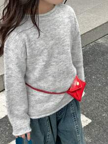 DAZY Young Girl Casual Versatile Crew Neck Sweater, Autumn/Winter - Grey - View 3