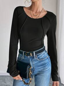 EMERY ROSE 女士休闲百搭纯色长袖 T 恤