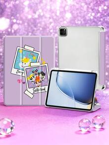 THE POWERPUFF GIRLS X SHEIN 1个可爱卡通iPad保护套，高端质感，柔软防摔硅胶材质，带折叠支架，完美礼物。兼容iPad 10代/iPad Air 7代（11英寸）/iPad Air 5/Air 4（10.9英寸）、iPad Air 6代（11英寸），带笔槽，支持自动睡眠/唤醒功能，时尚保护套 - 彩色 - 查看 4