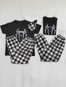 Dúo de pijama de pareja de temporada teddy unitalla 2 jogger 1 top y 2 playeras divertidas - Marrón - Ver 1