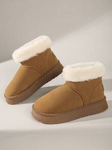 Solecia Giày bốt đi tuyết đế dày thường ngày cho nữ, có lớp lót giữ nhiệt cho mùa đông - màu nâu - Xem 2