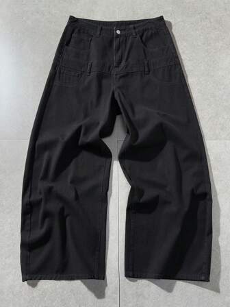 Street Life Jeans de pierna ancha con bolsillo en ángulo para hombres