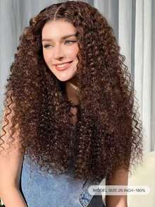 Tóc giả không keo Wear And Go cắt sẵn từ tóc thật 24in màu nâu sô cô la sóng sâu 5x6 đóng bằng ren Tóc giả từ tóc thật đã nhổ sẵn mật độ 180 với tóc con - S4 - Xem 3