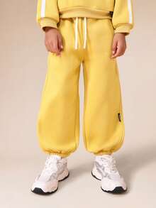 SUMWON Boys Yellow Athletic Los Angeles Varsity Print Sweatshirt And Jogger Co-Ord Set Waist Long Sleeve Pullover Casual Tracksuit Vacation - Yellow - View 4