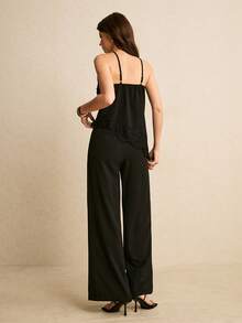 Poéselle Bộ 2 món áo yếm và quần chắp vá ren gợi cảm thời trang nữ - màu đen - Xem 7