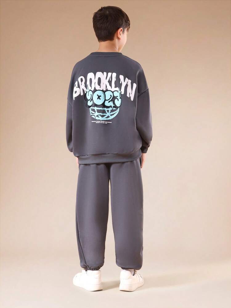 Crew Neck Sweatshirt With Matching Sweatpants Set