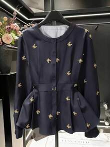 GlowEve Women's Casual Butterfly Print Shirt, Autumn