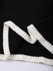 Franclia 方领修身长袖毛衣，秋冬款 - 黑與白 - 查看 6